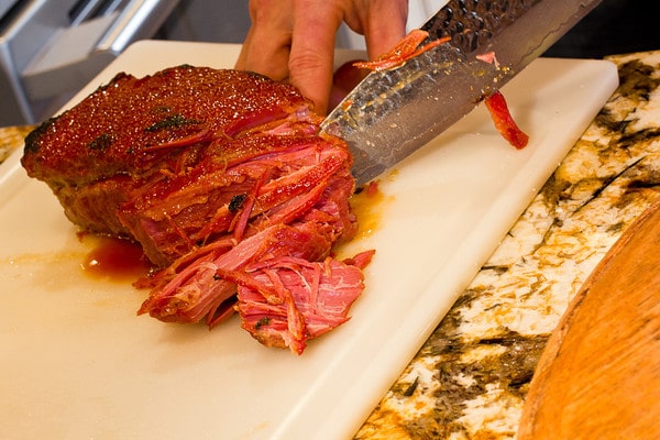 Whiskey Glazed Corned Beef, Slicing