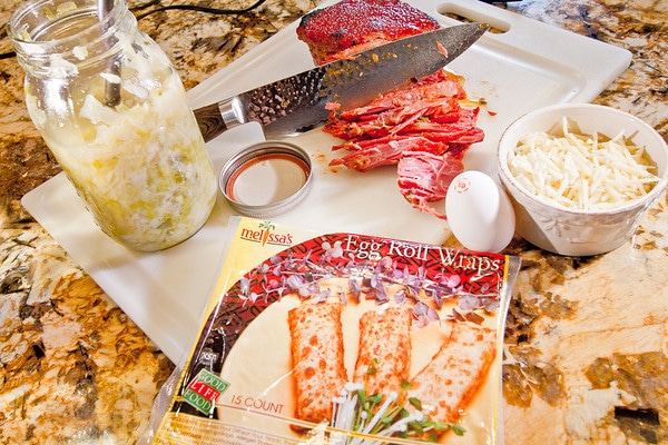 Ingredients for Reuben Egg Rolls | Nina Lea Photography