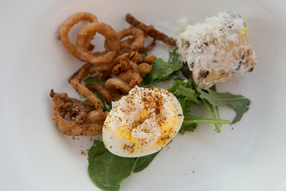First Course — blackened blue crab deviled egg