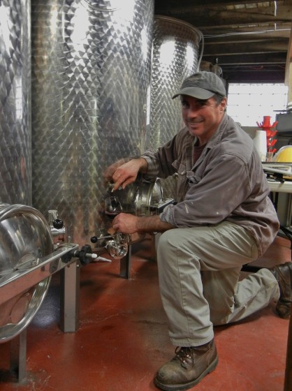 Lance in the winemaking cellar, Black Walnut Winery