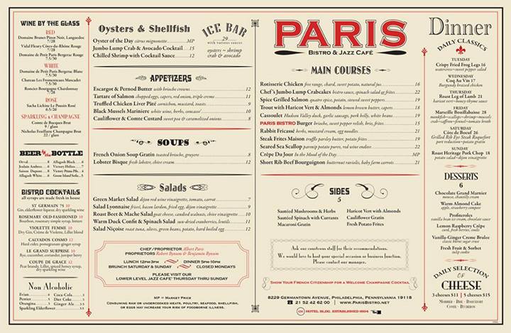 Paris Bistro Serves Up A Sneak Peek To Dinner Menu PA Eats modern-french-bistro-menu-template-design-french-cafe-menu-food