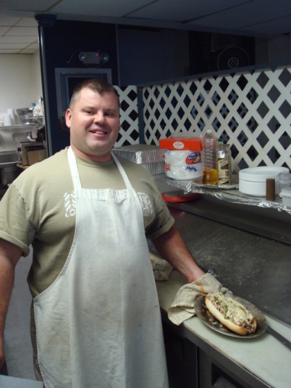 Jim Wasko and his pork sandwich