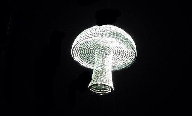 A giant mushroom suspended above Kennett Square on New Year's Eve.