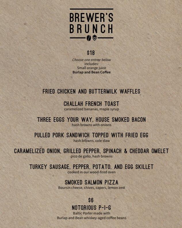 Brewer's Brunch Menu