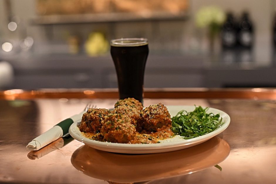 Kennett Brewing Company meatballs and stout