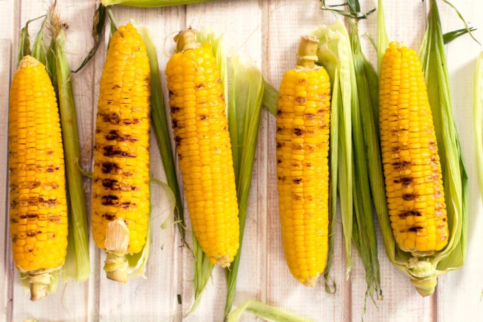Grilled young corn