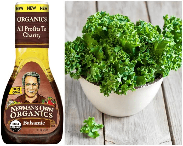 Newman's Own Organic Salad Dressing and Kale collage