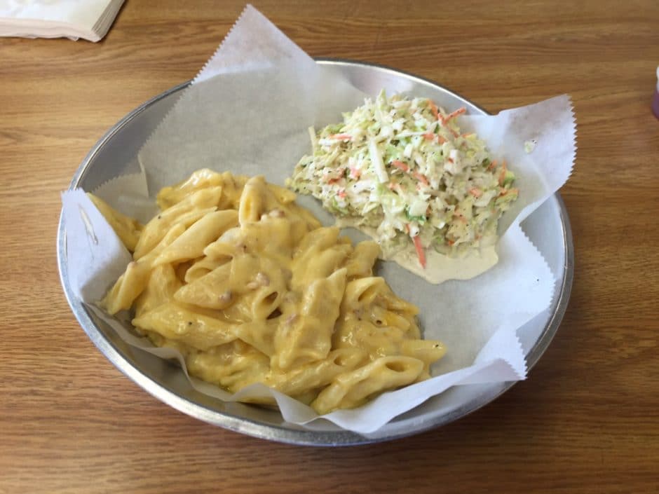 uncle B's BBQ Shack mac n cheese and slaw