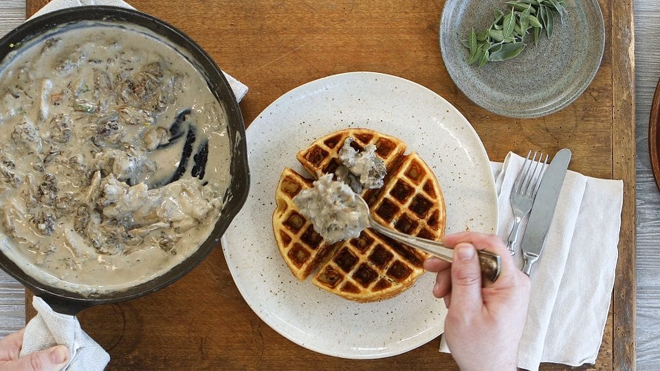 vegetarian chicken and waffles