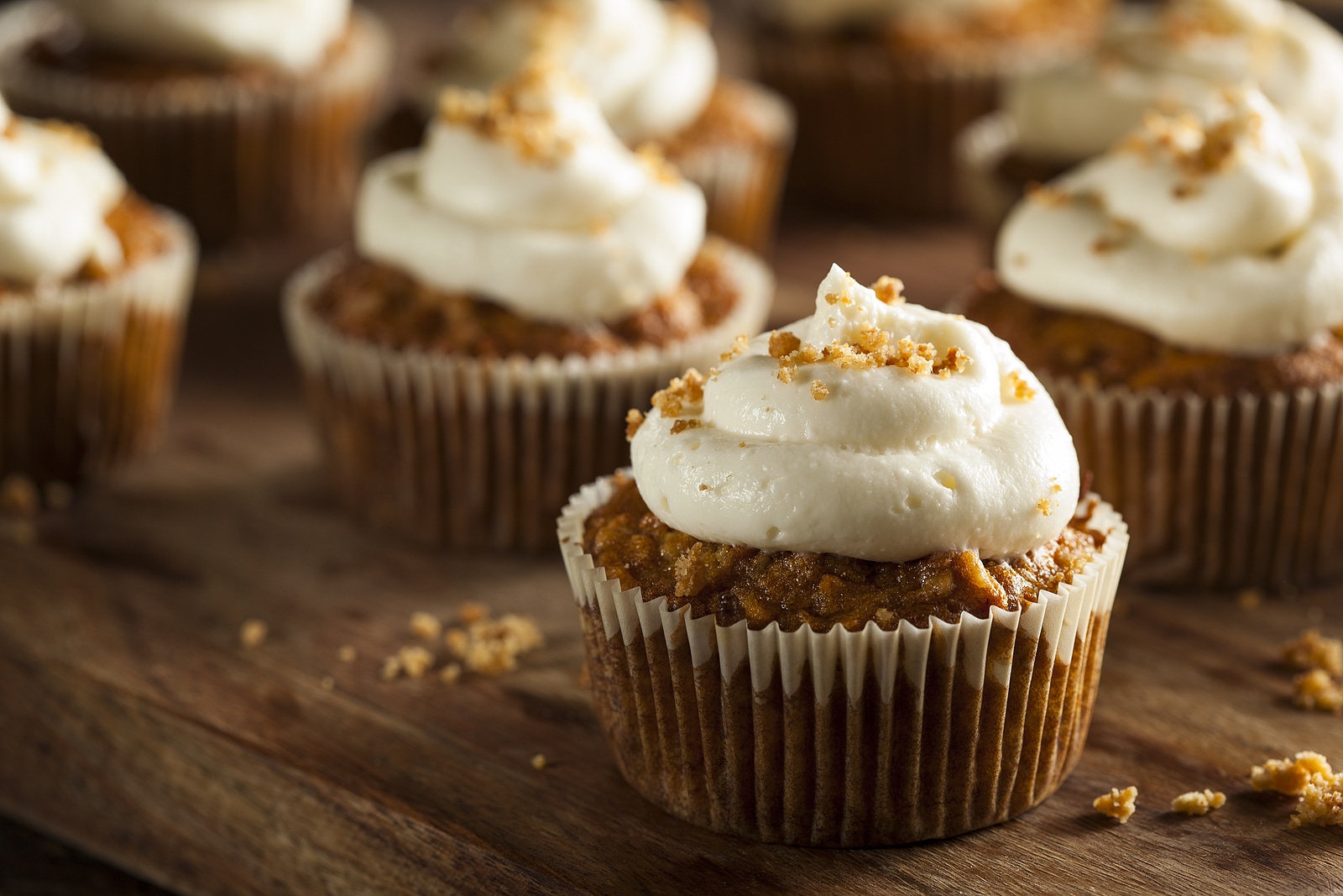Homemade Carrot Cupcakes with Cream Cheese Frosting for Easter.