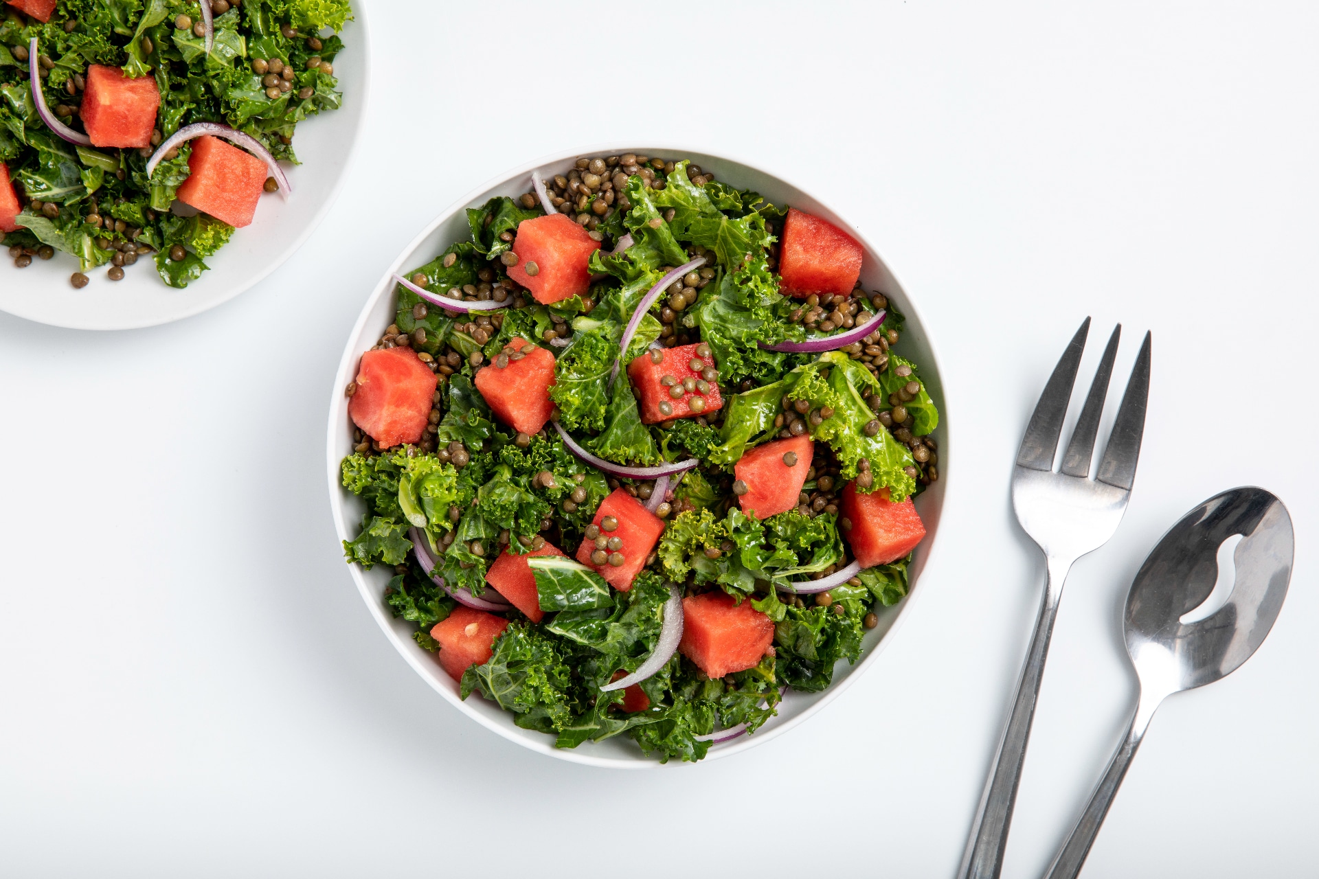 watermelon lentil kale salad