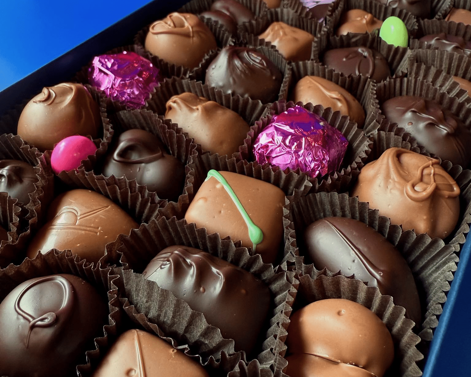 Assorted chocolate at Romolo Chocolates.