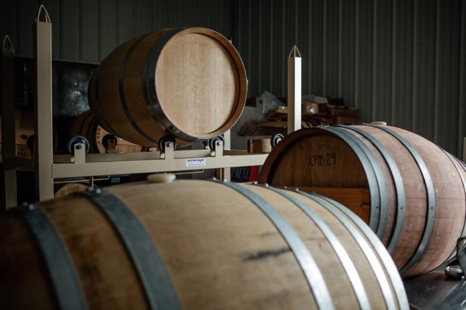 barrels in winemaking