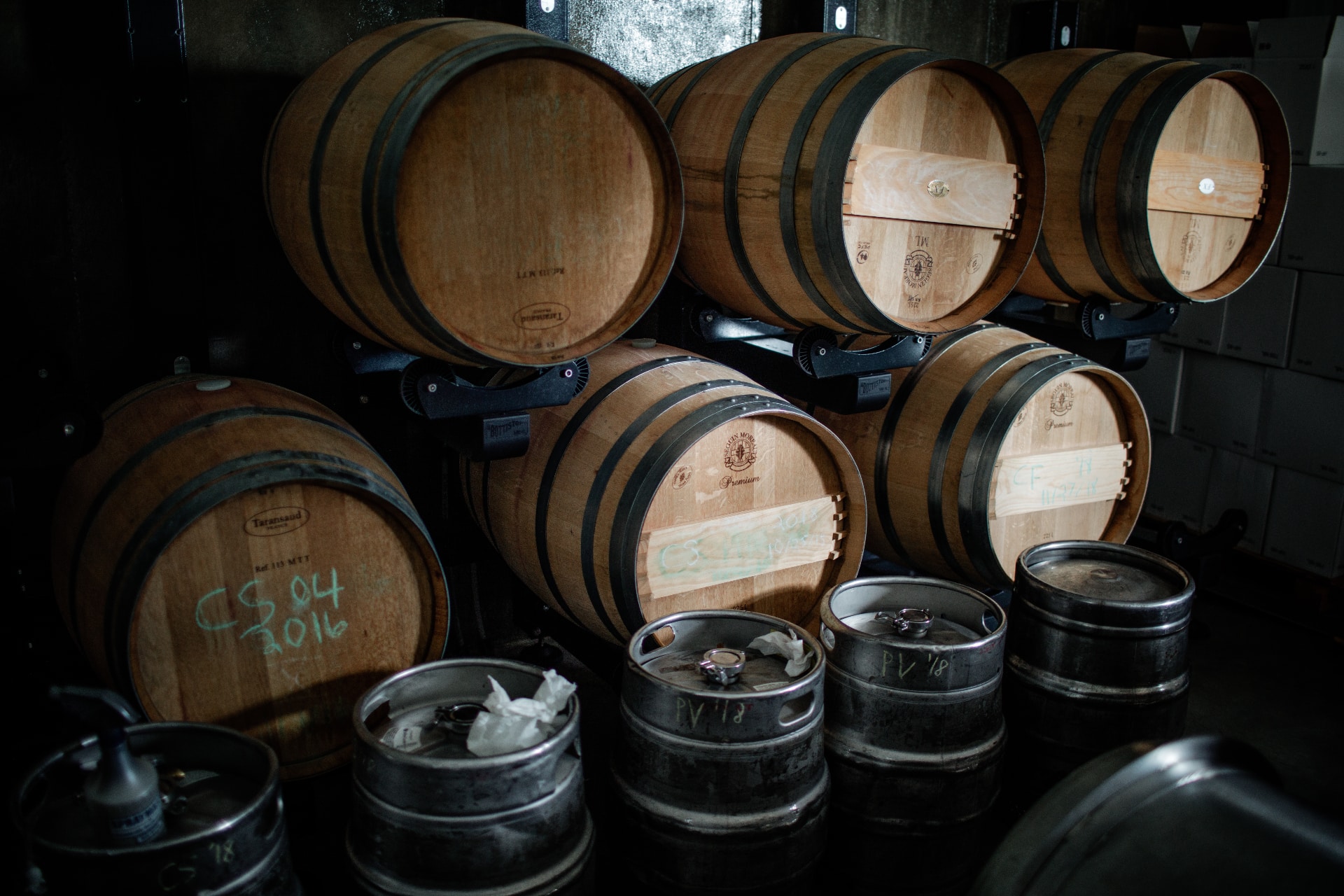barrels in winemaking