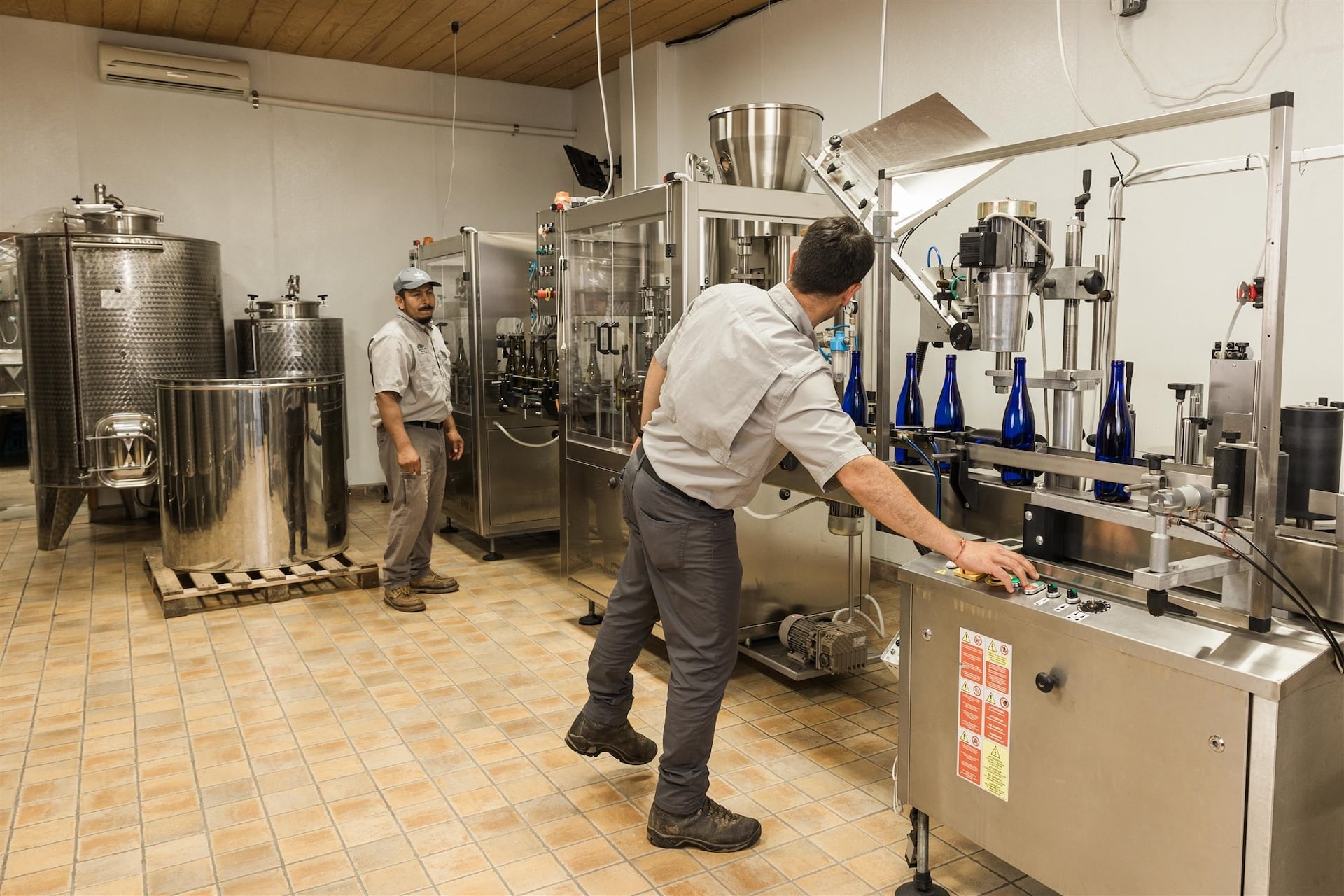 Penns Woods Winery bottling room bottles wine