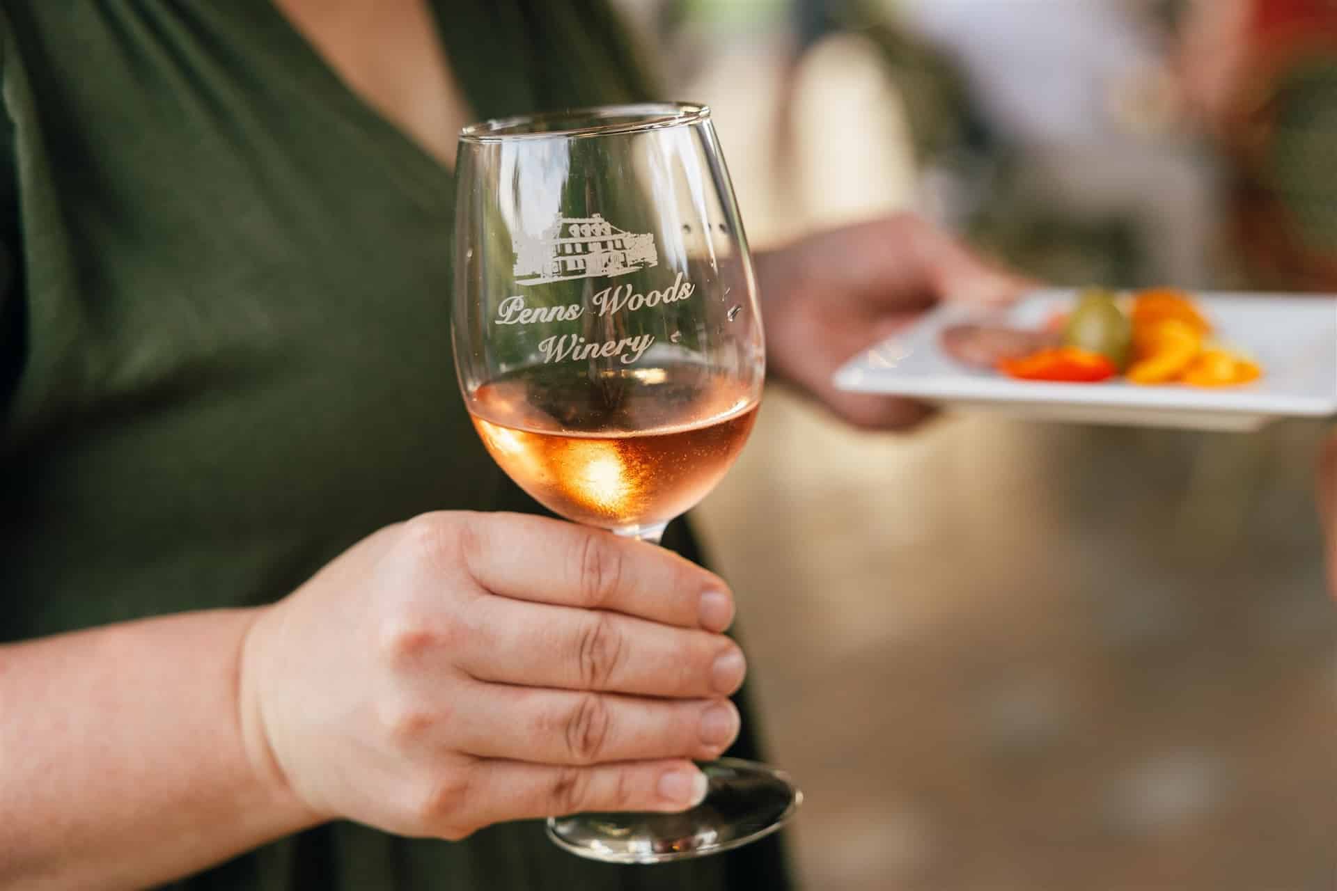 Penns Woods Winery rose wine glass