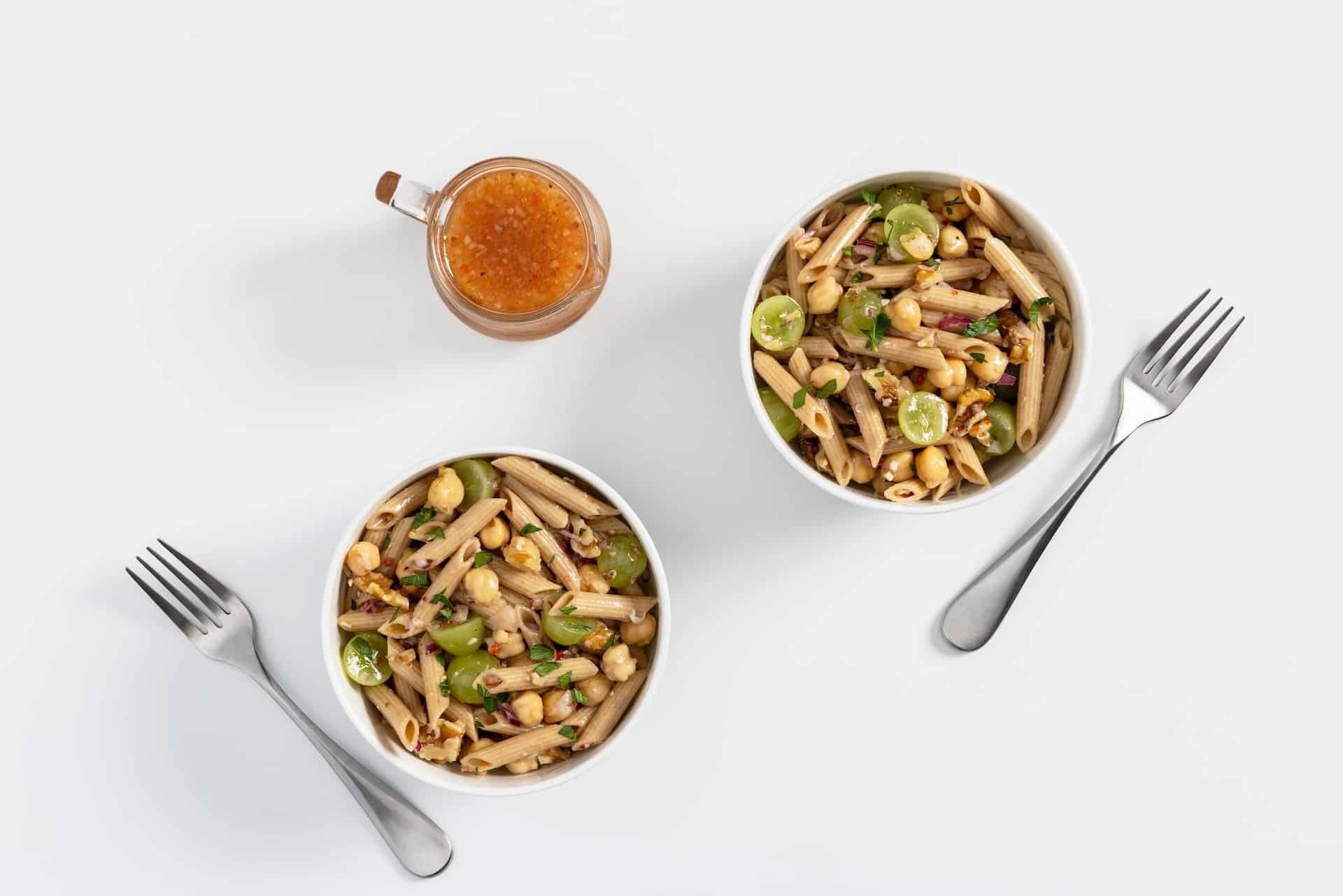 Nourish PA Mediterranean chickpea pasta salad.