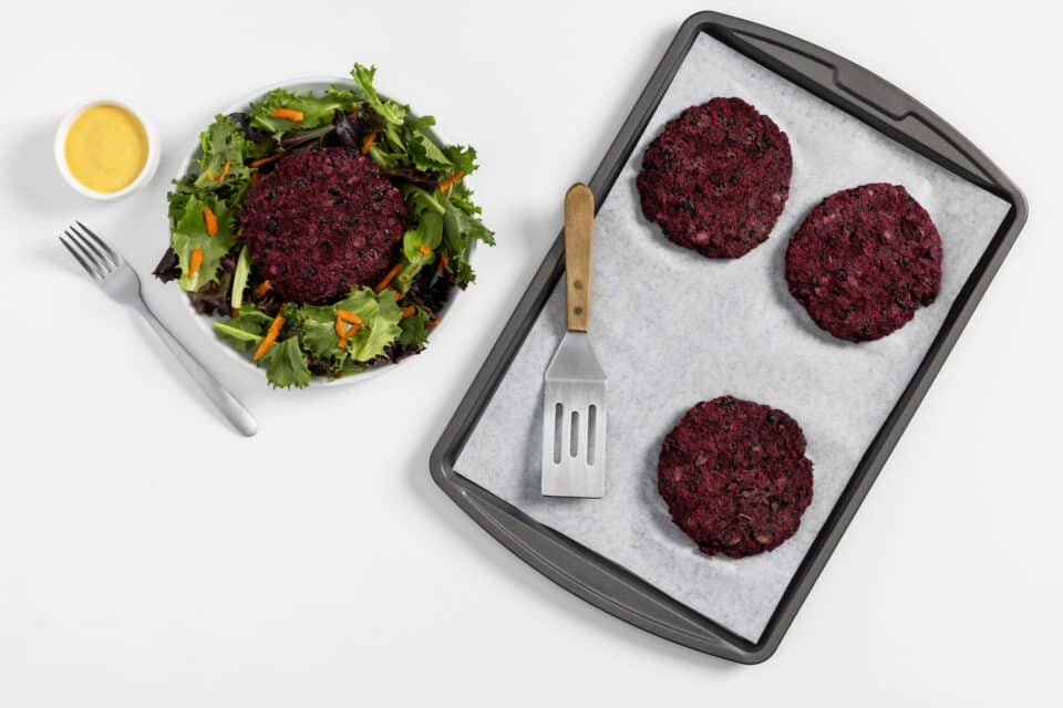 Nourish PA Sheet-Pan Beet and Bean Burgers.