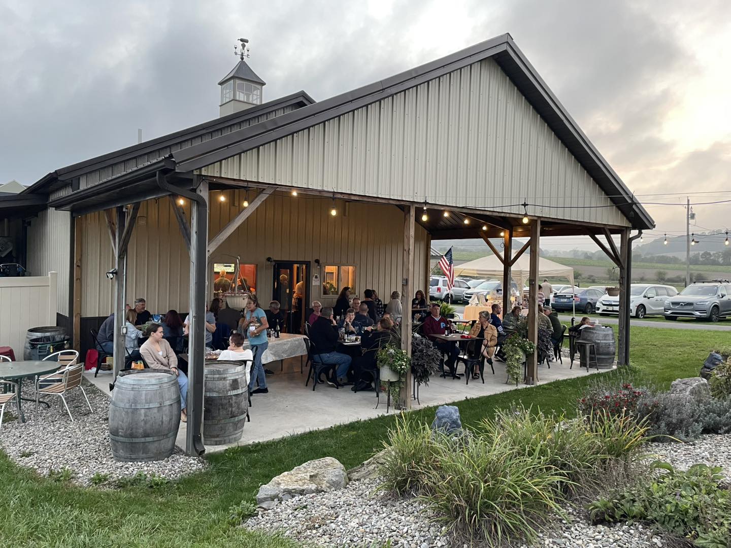 Guests on the porch at Weathered Vineyards & Winery.