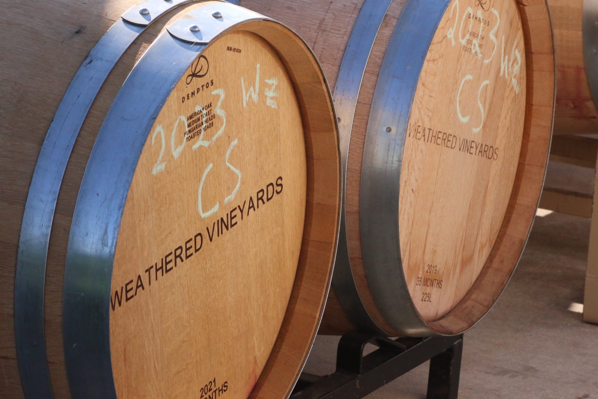Barrels at Weathered Vineyards & Winery in the Lehigh Valley AVA.