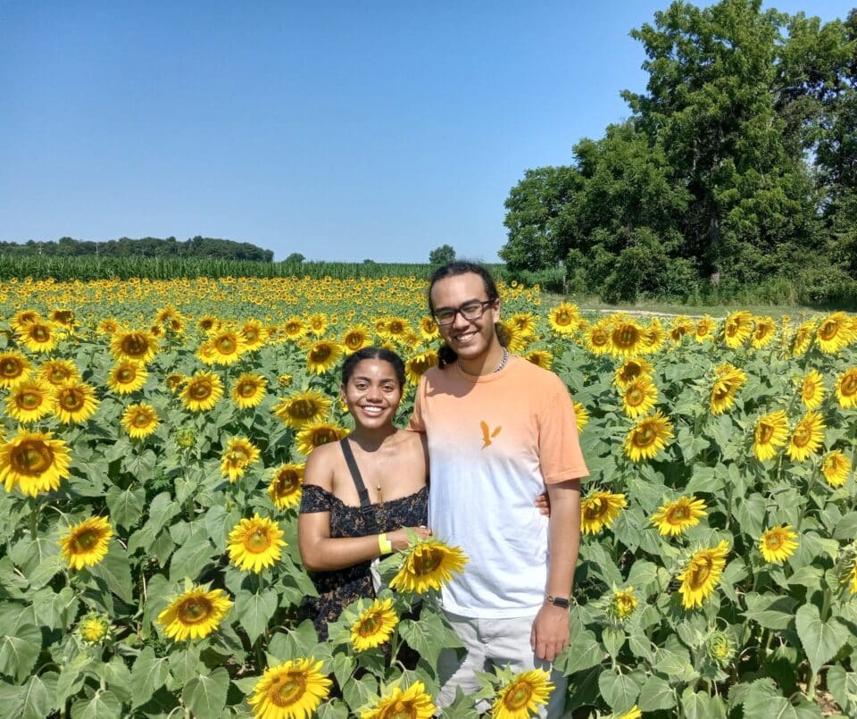 Guests in the sunflower fields at Hellerick's Adventure Farm.