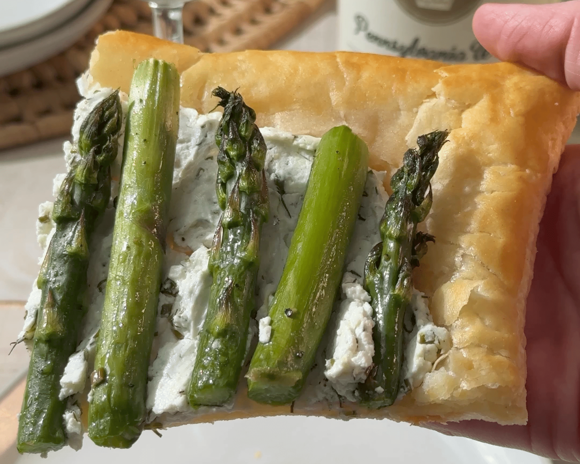 Asparagus and goat cheese tart paired with PA Sauvignon Blanc.