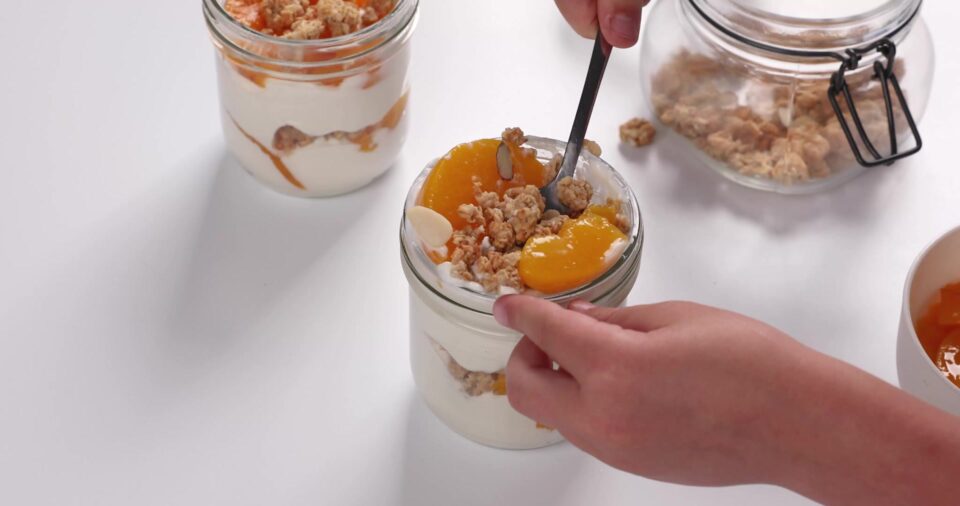 Easy peach parfaits for kids.