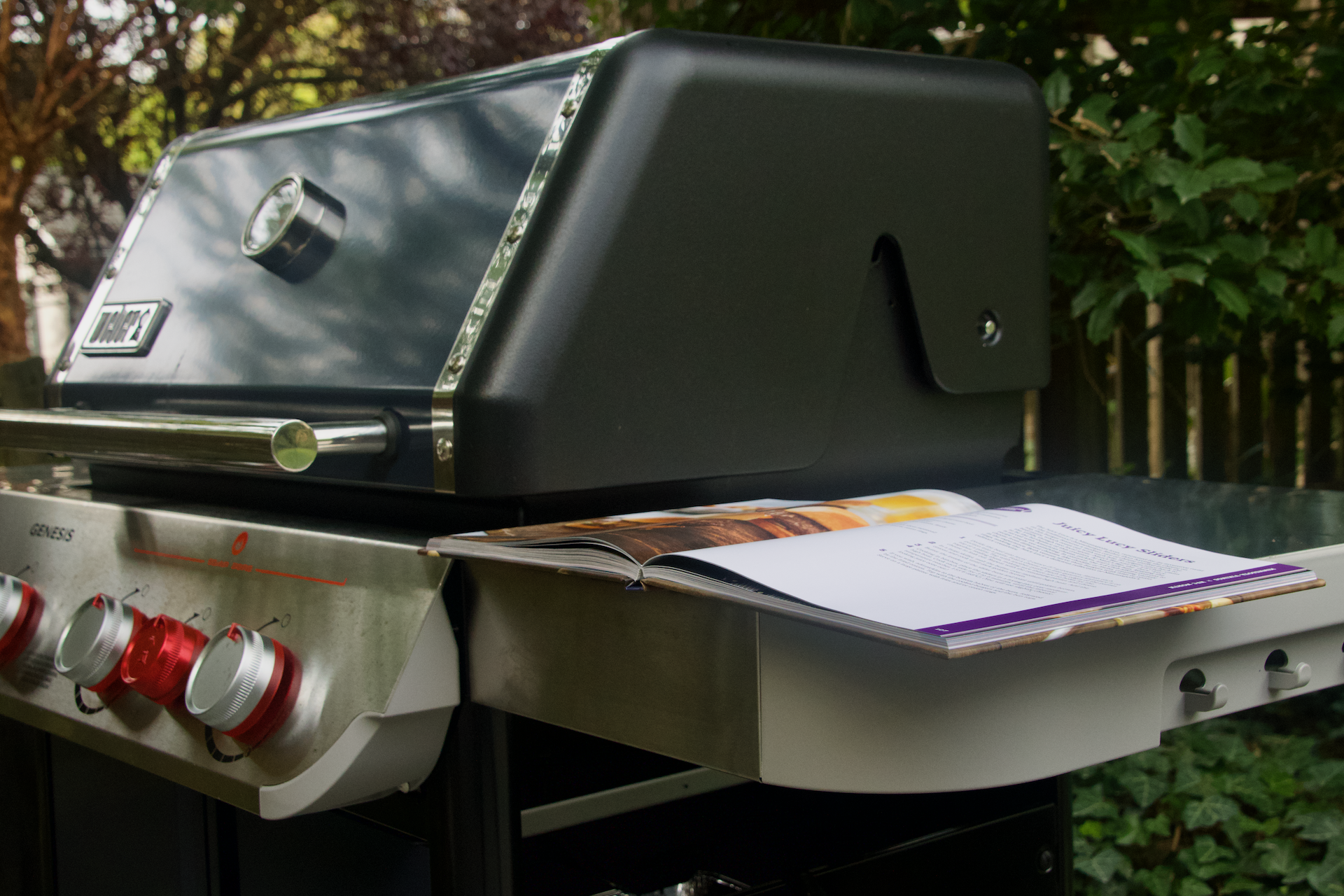 Kickoff Kitchen resting open on the grill.