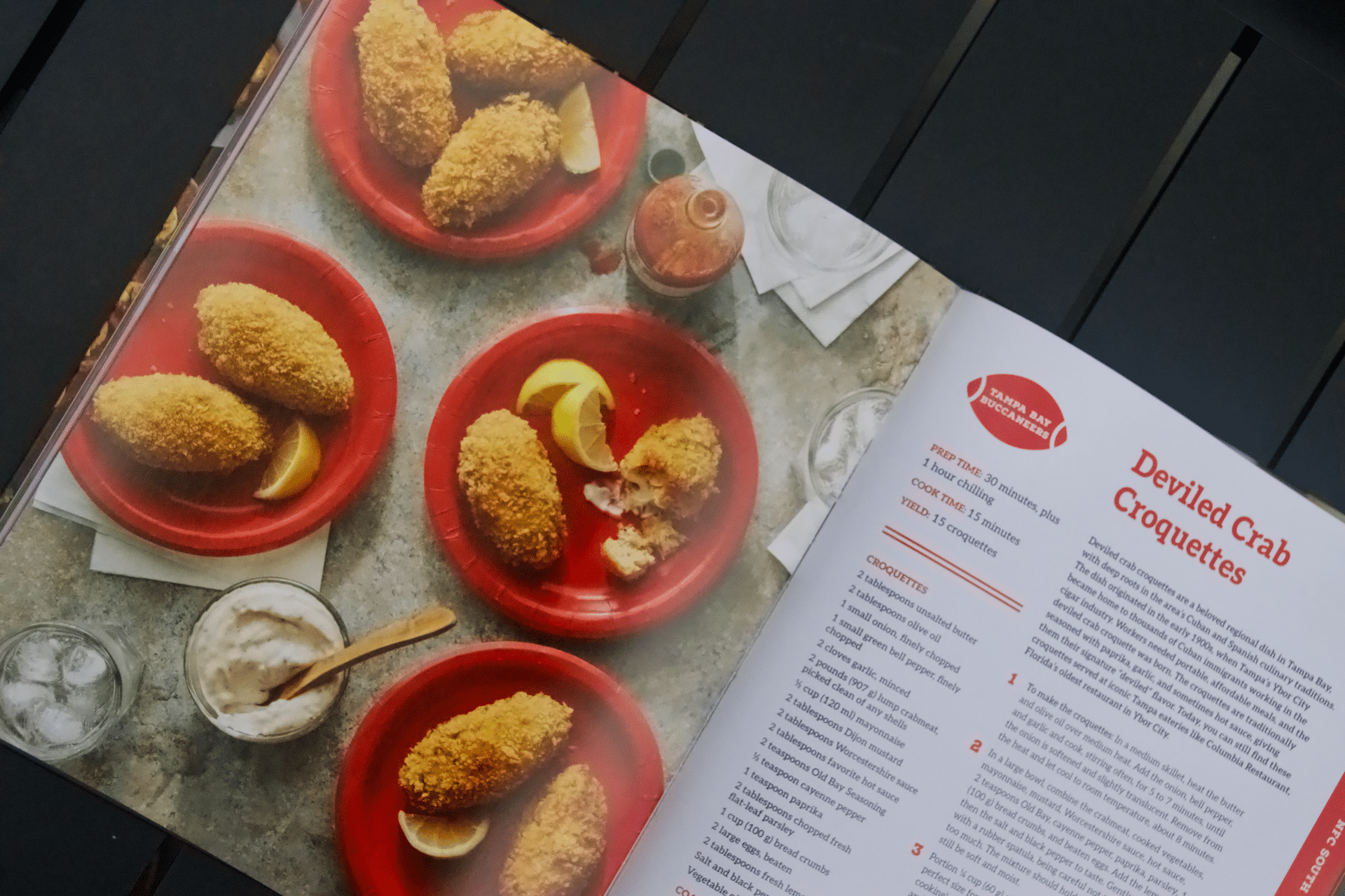 Deviled crab croquettes (Tampa Bay Buccaneers) in Kickoff Kitchen