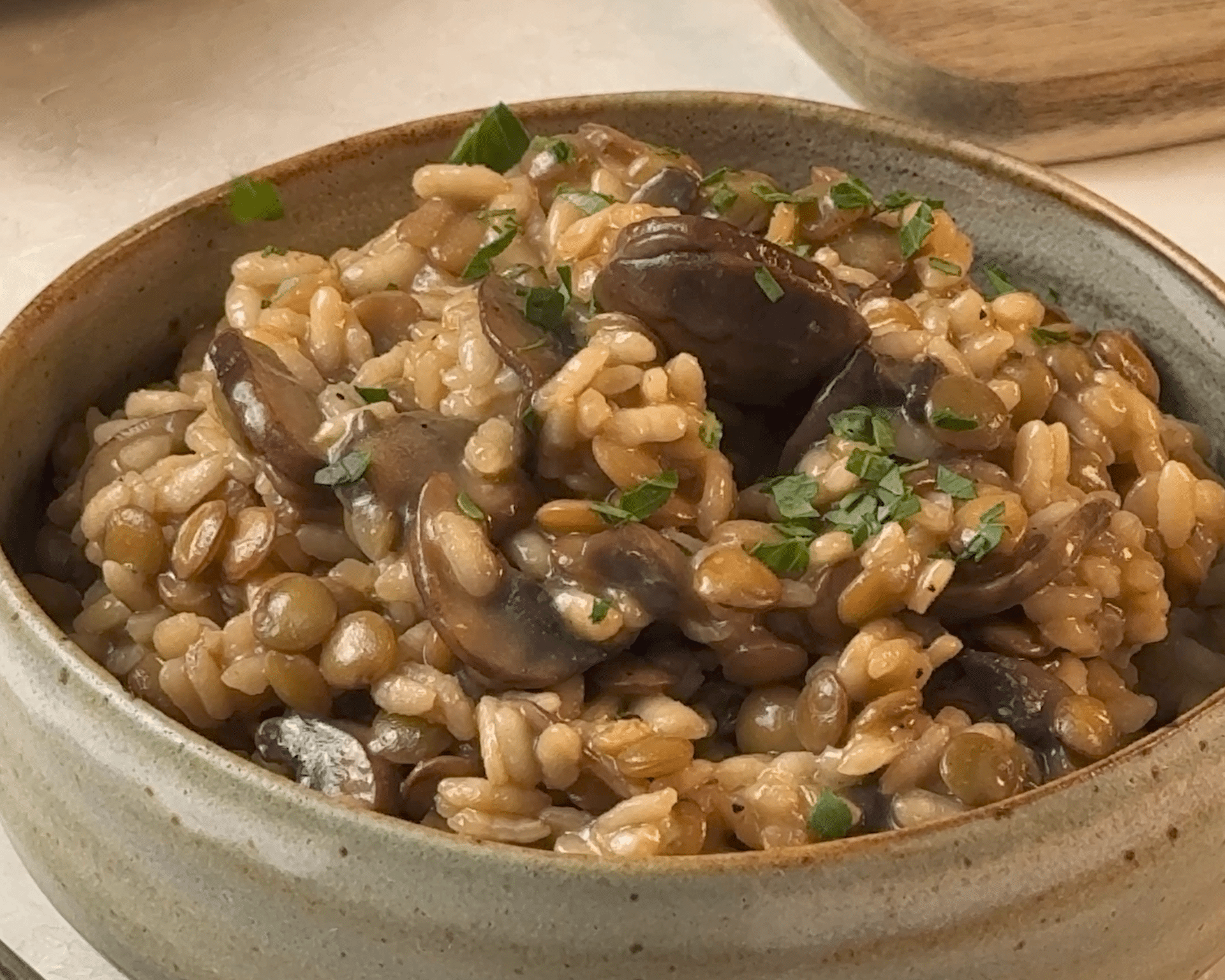 Lentil and Mushroom Risotto.