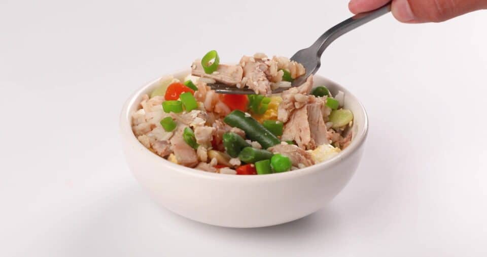Microwave egg fried rice recipe for kids.