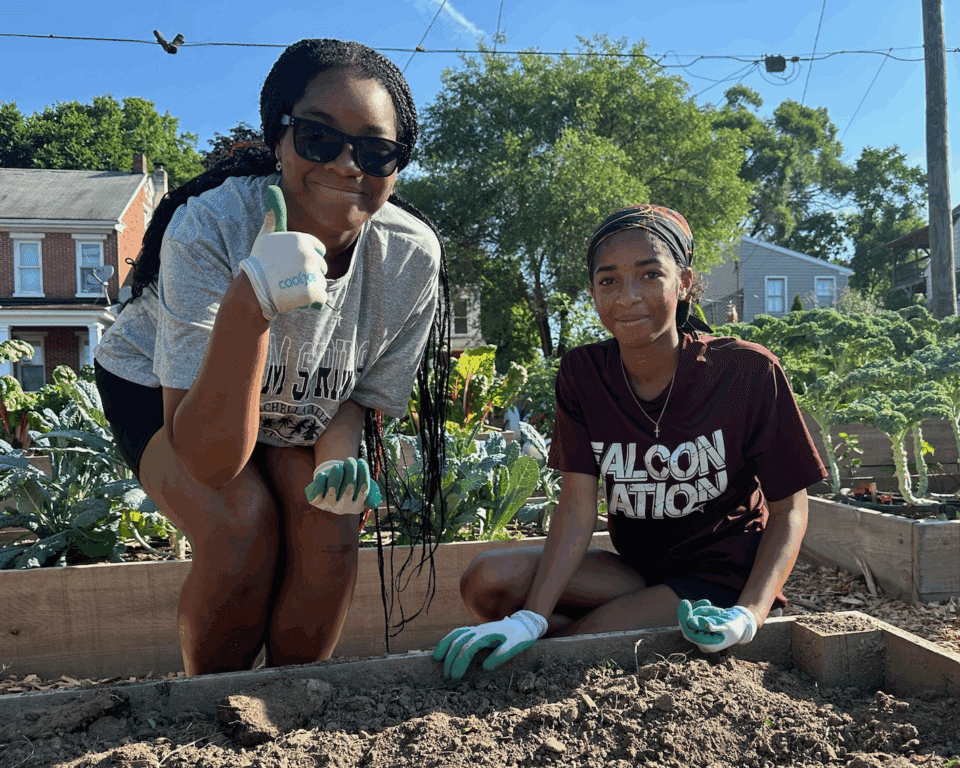 Young participants of Trellis for Tomorrow programming in the garden.