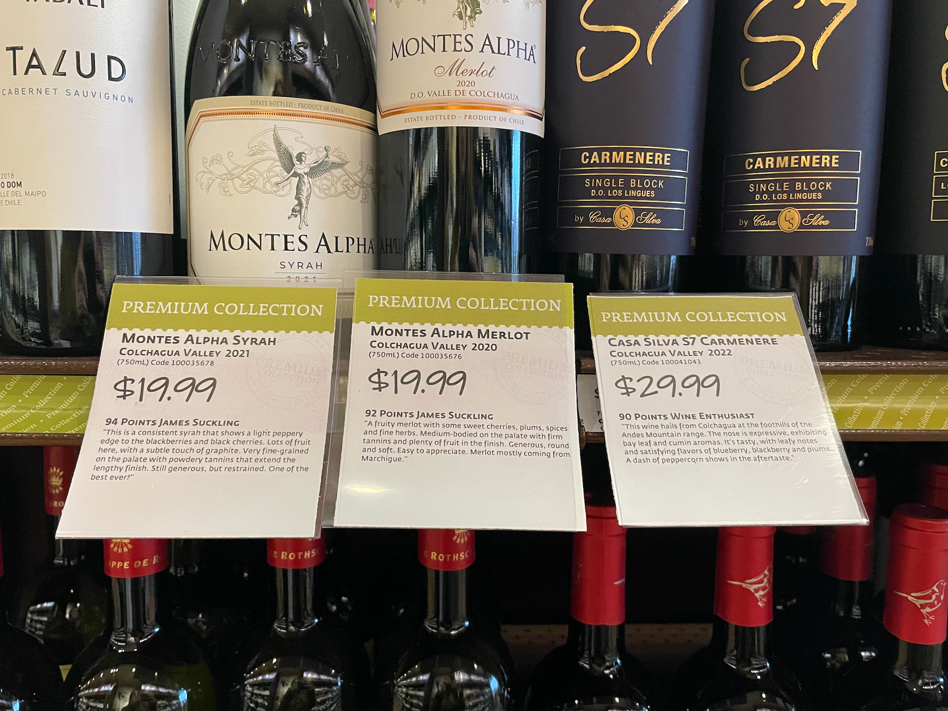 Wine scores next to wines.