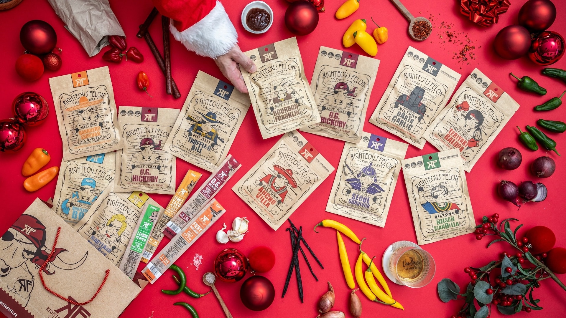 Righteous Felon jerky assortment.