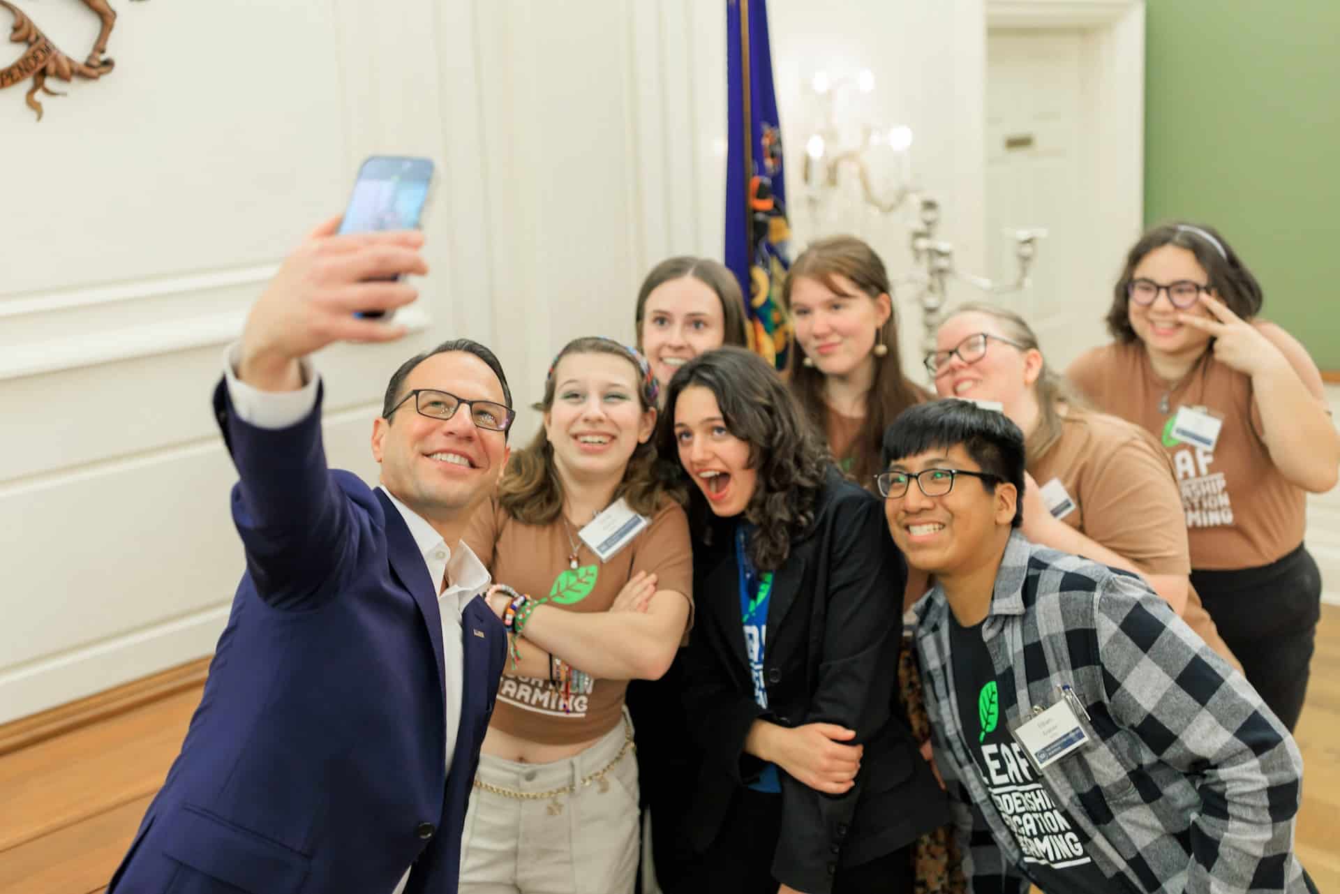 The LEAF Project youth with Governor Shapiro.