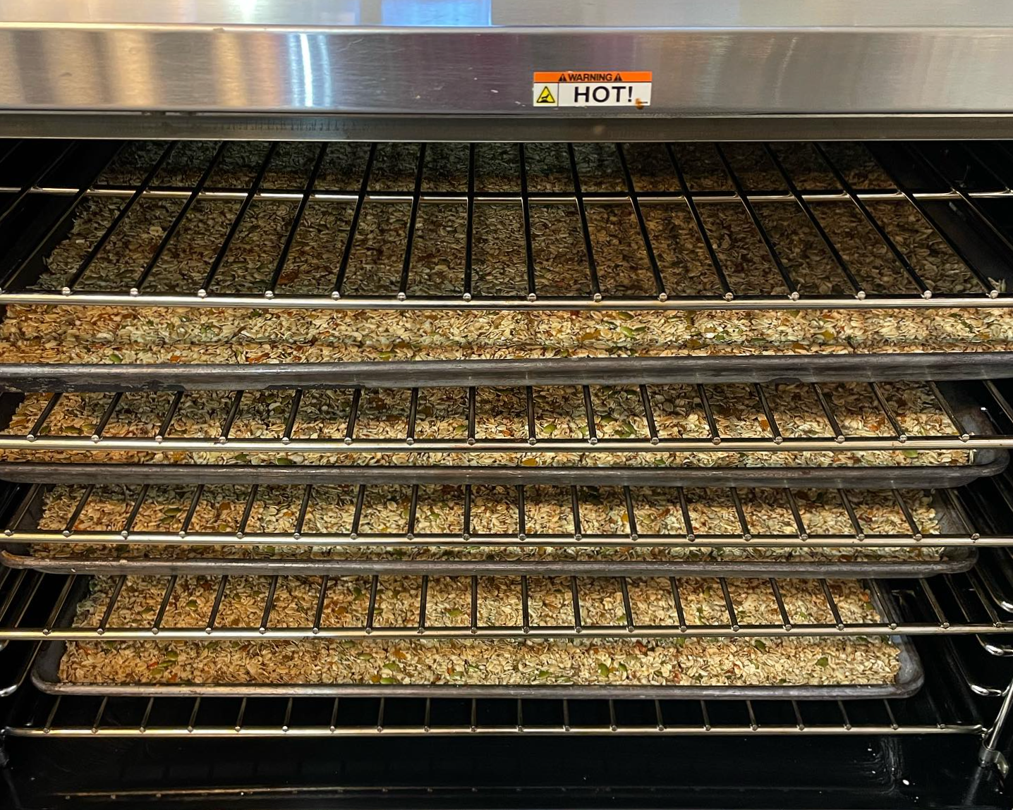 Unruly Nature Granola in the oven.