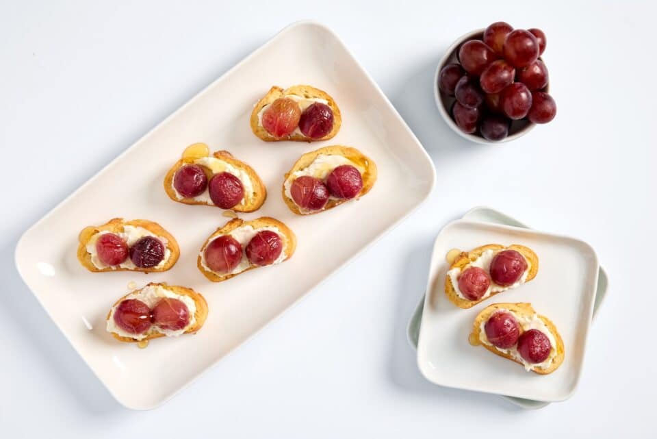 Nourish PA roasted grapes and ricotta crostini.