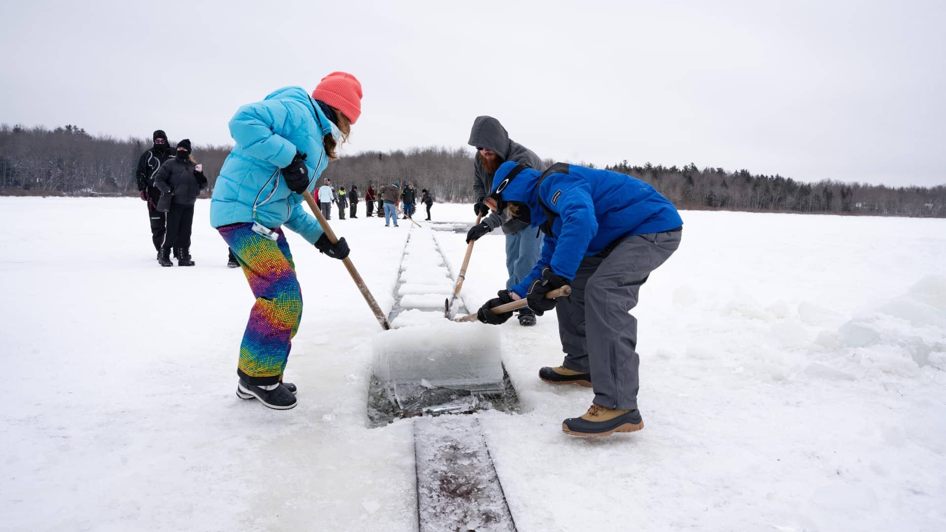 Pocono Mountains Visitors Bureau photo of the Tobyhanna Ice Harvest.