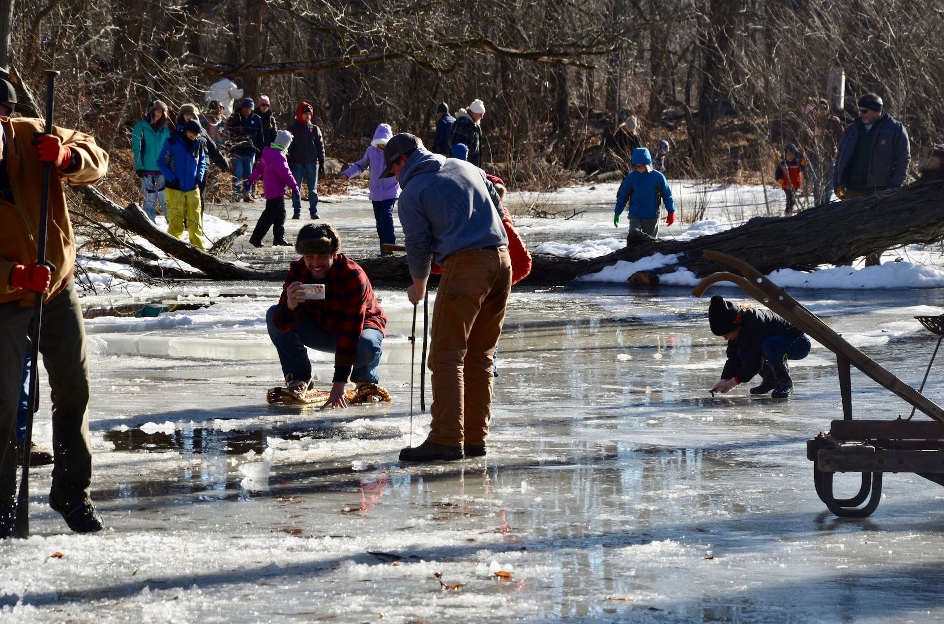 The annual Ice Harvest Demonstration at Historic Dreibelbis Farm.