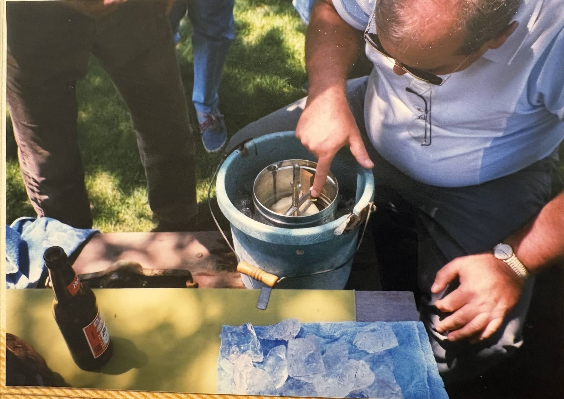 The Leonard family making ice cream from millpond ice.