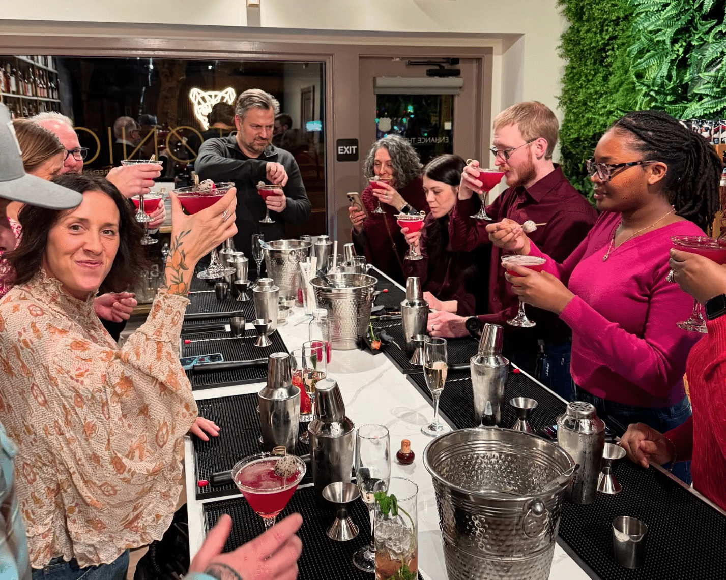 A group gathers at Tønic, Easton.