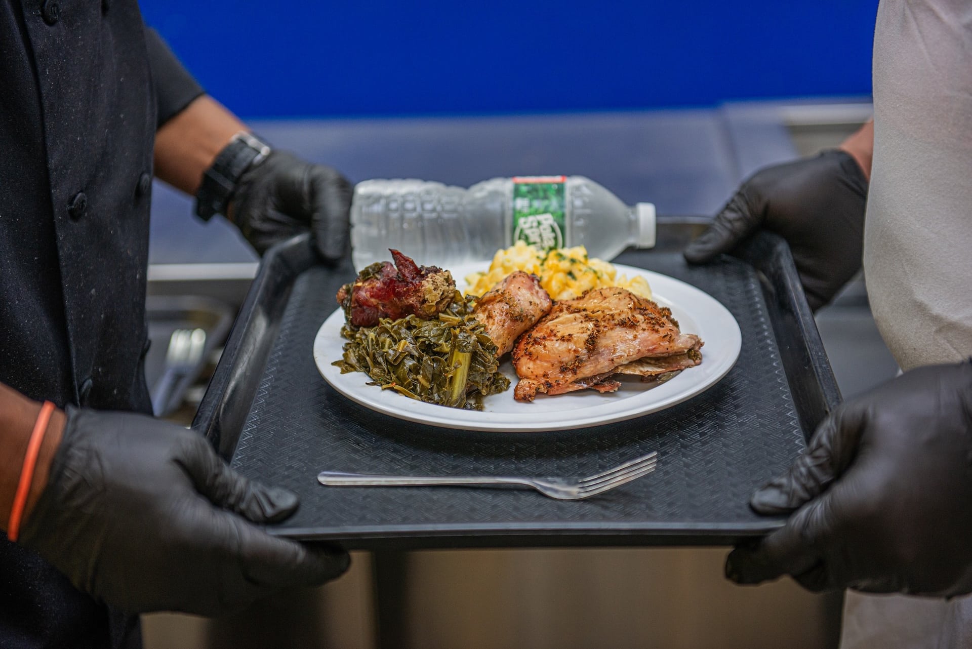 A hot meal at Philly House with food from Carversville Farm Foundation.