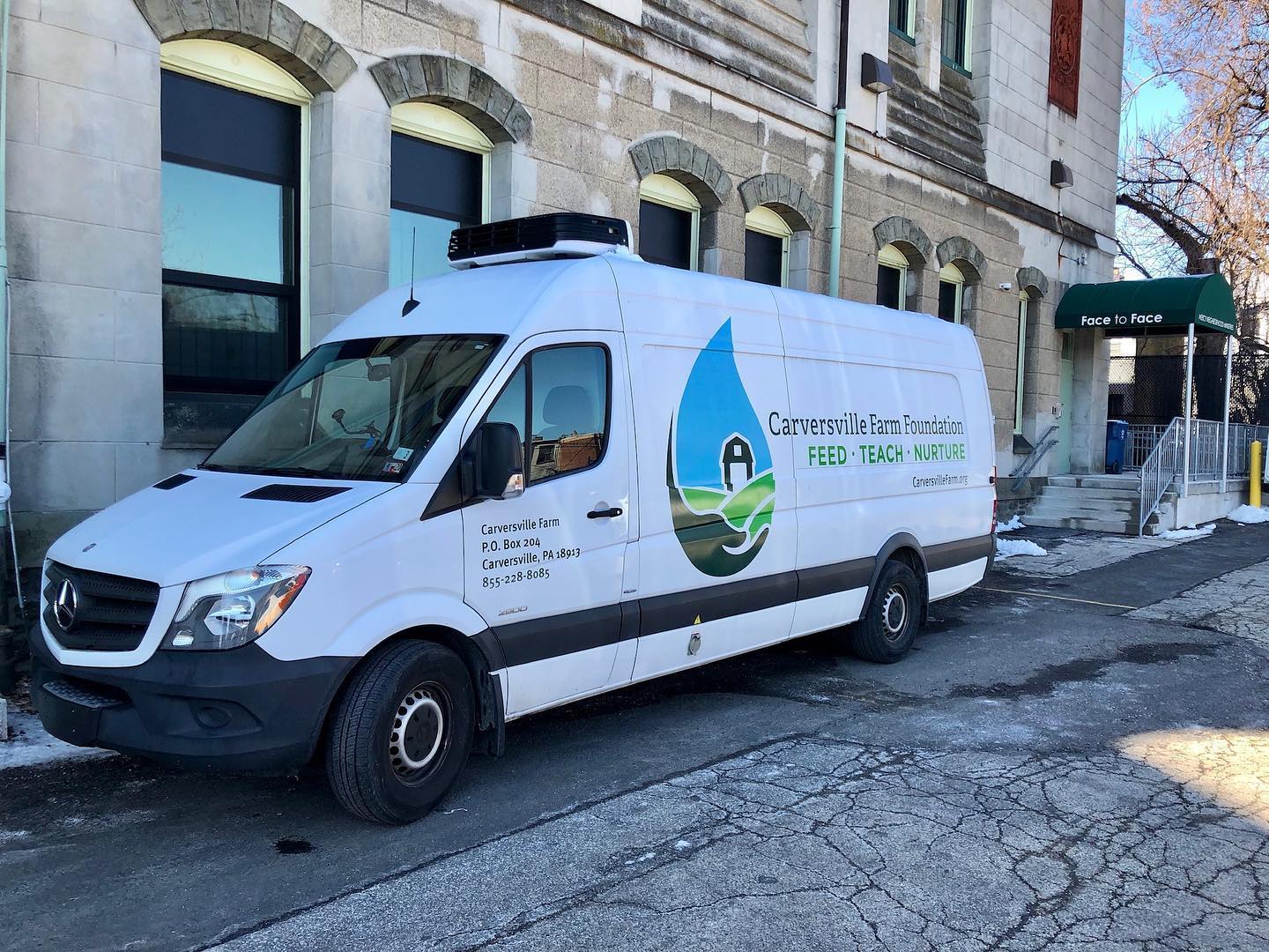 The Carversville Farm Foundation van dropping off food in Philadelphia.
