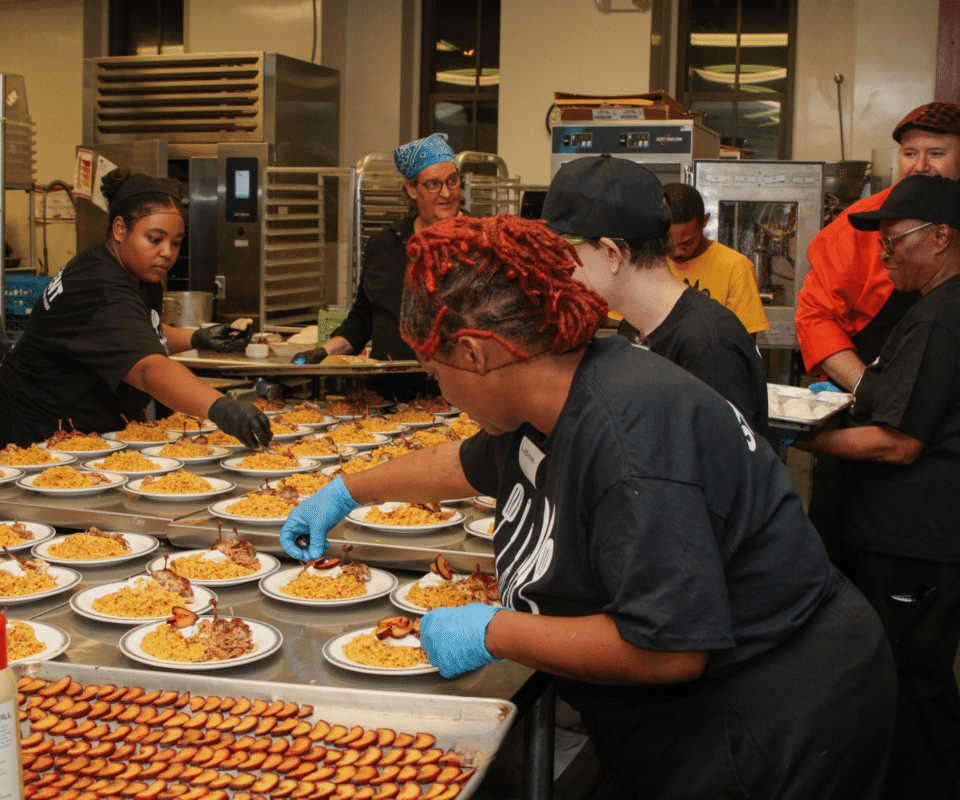 Preparing for a chef dinner at Community Kitchen PGH.