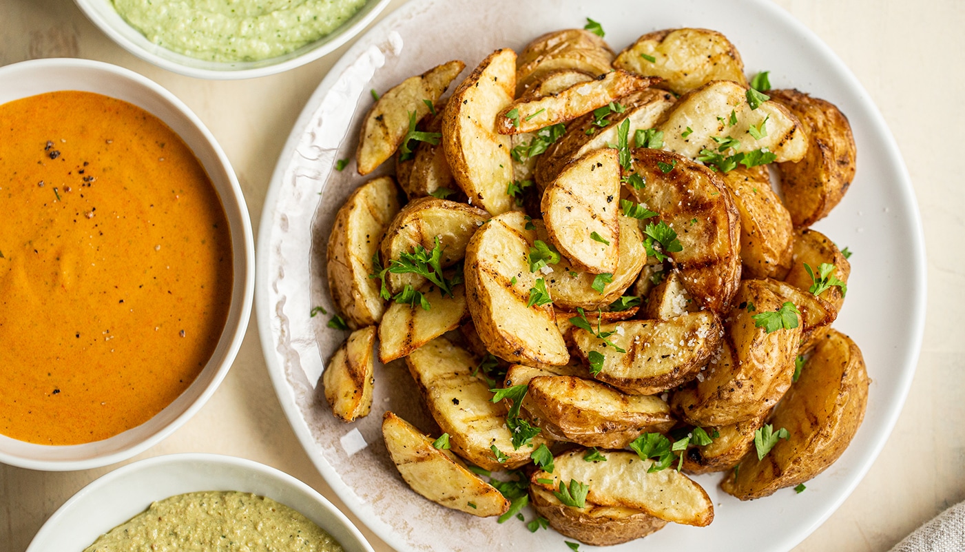 Grilled potato wedges from Sterman Masser Potato Farms.