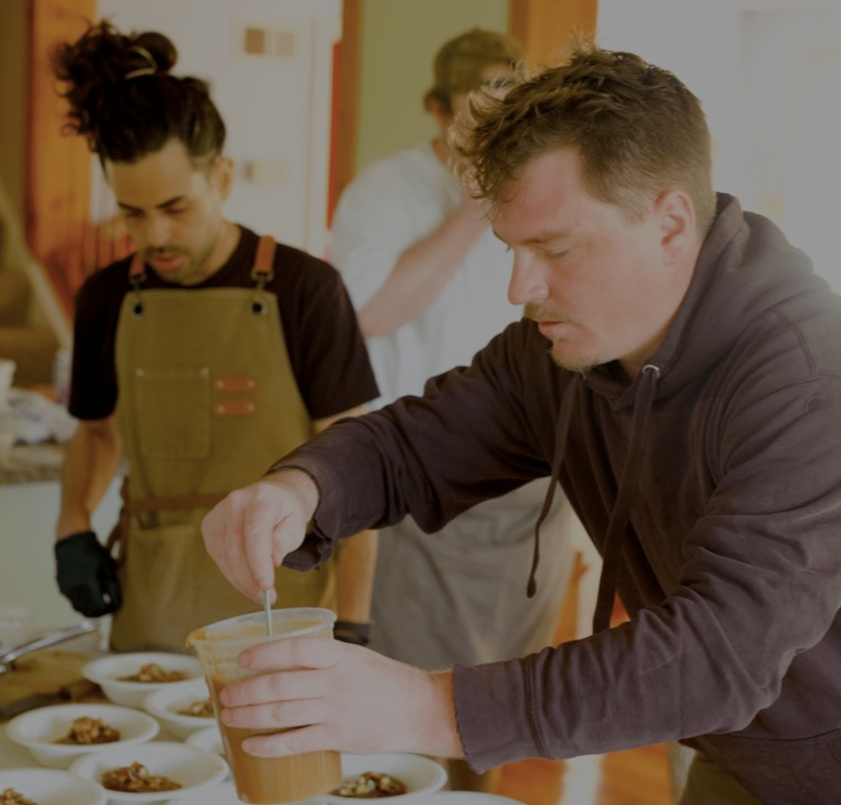 Zimmerman and Nicholas Prieto preparing a morel dinner.