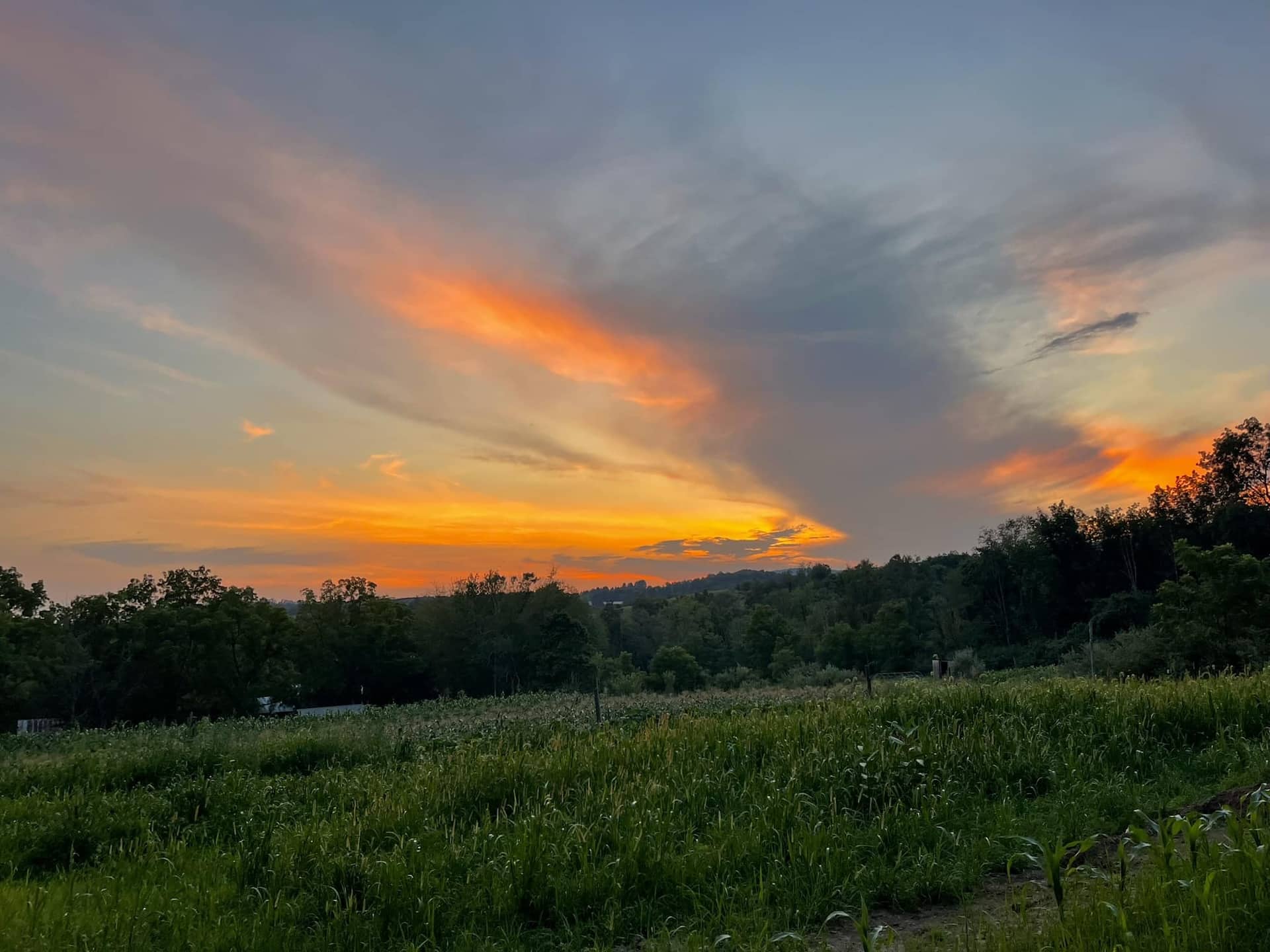 Sunset at Foxdale Farms in Lycoming County, Pennsylvania.