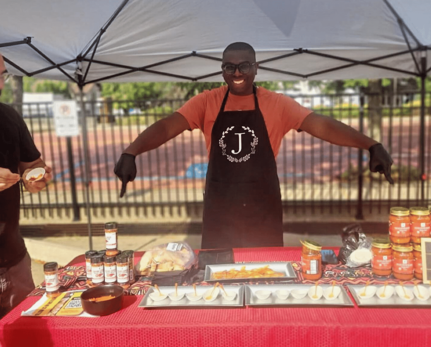 The Saucy African vendor booth at a Pennsylvania farmers market.