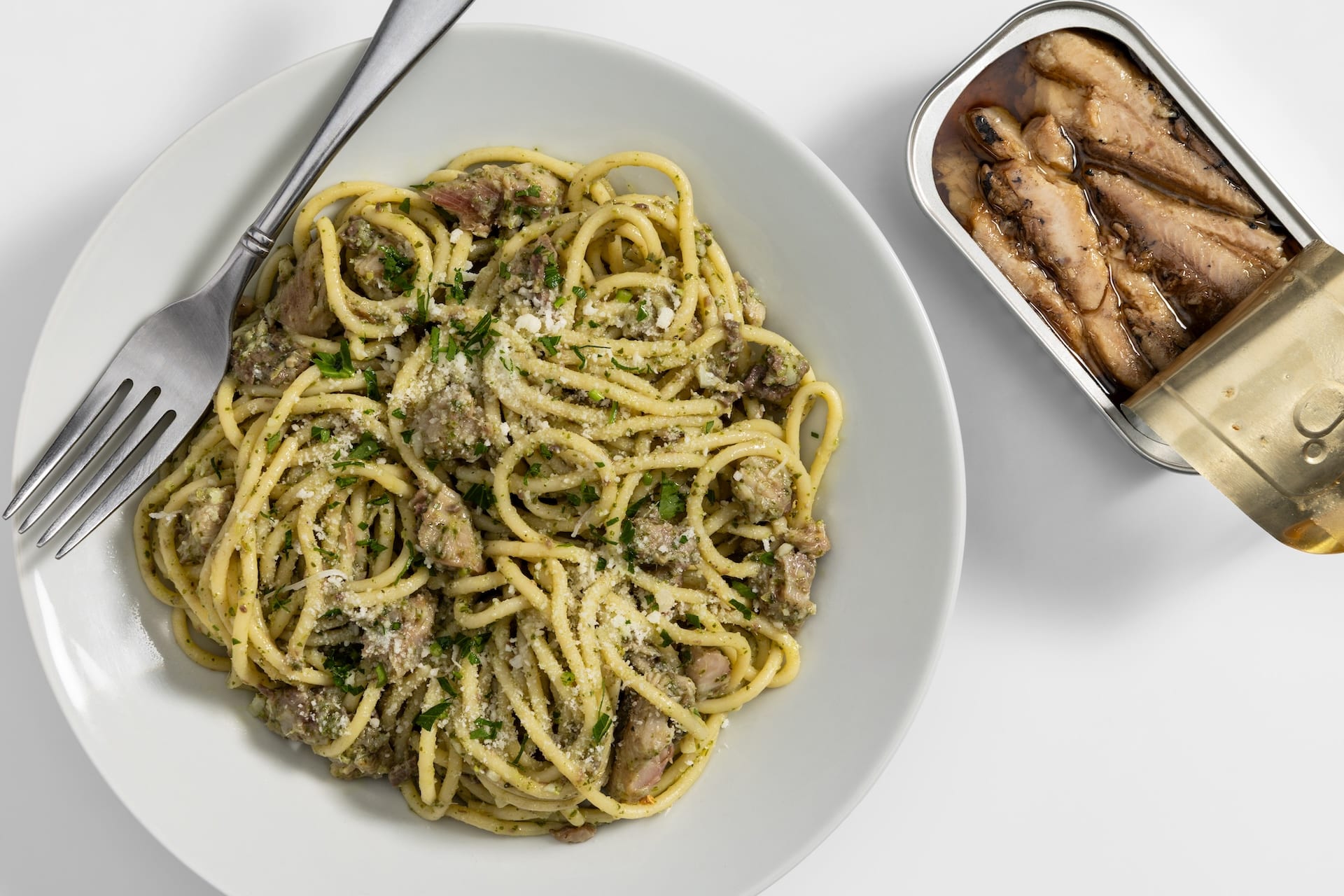 Nourish PA sardine pesto pasta produced by Dish Works.