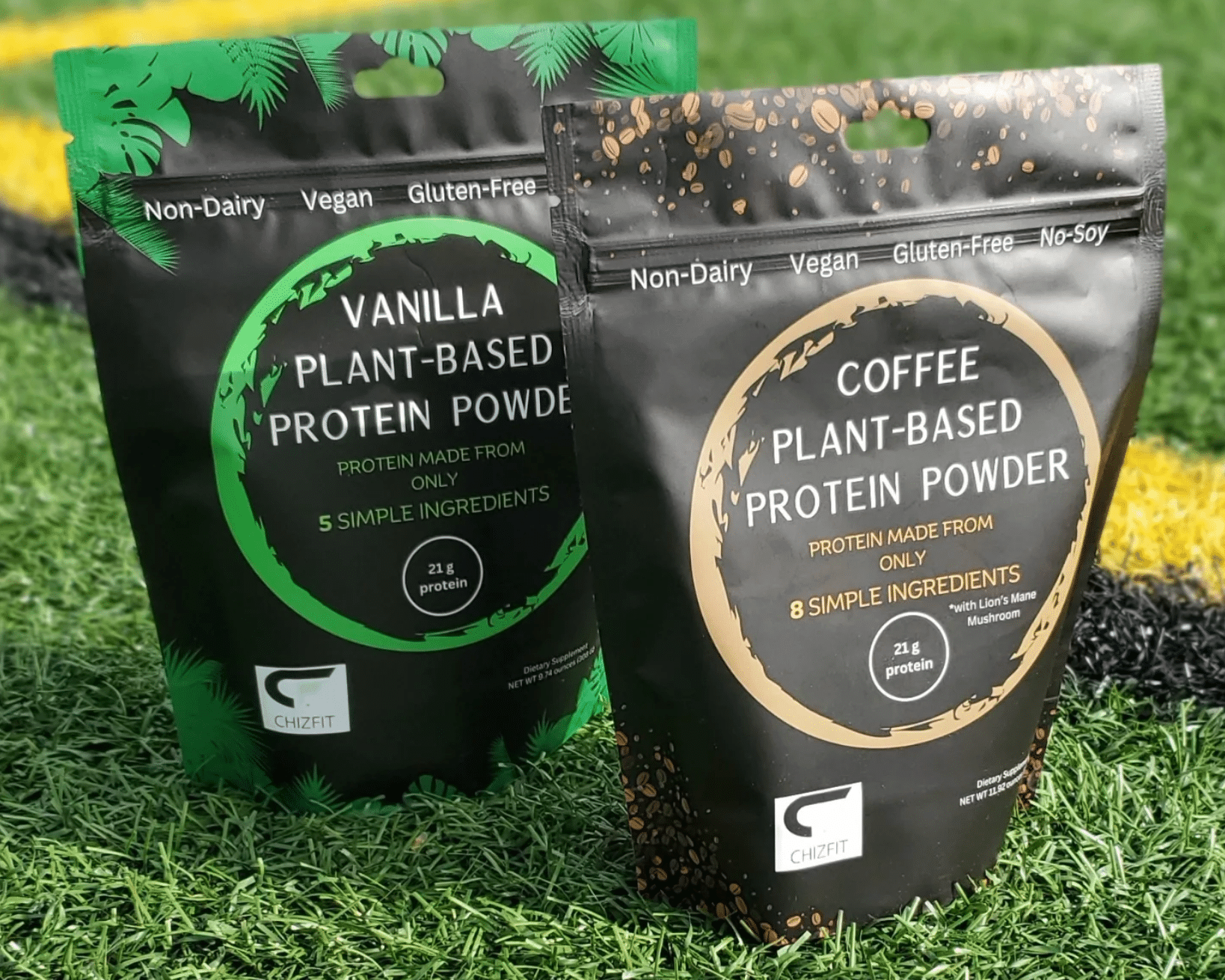 Plant-based protein powders by Chizfit.